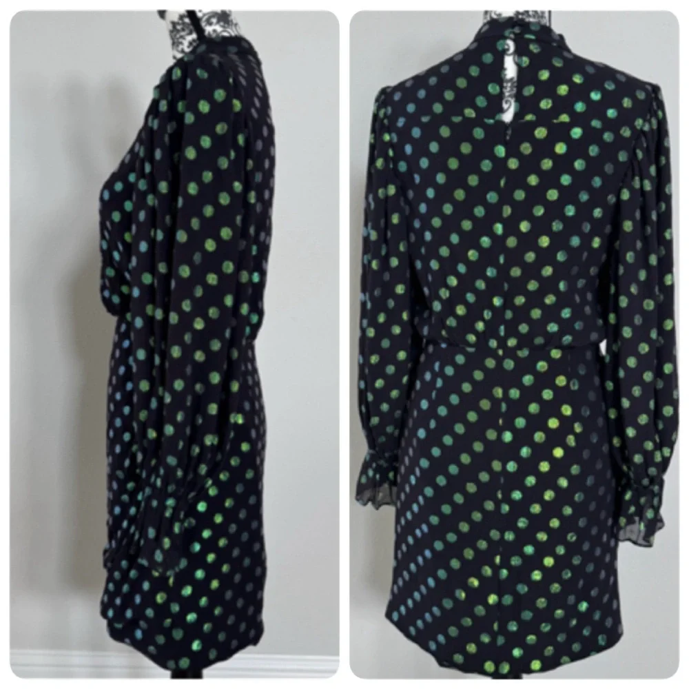 SALONI RINA SILK POLKA DOT MINI DRESS SIZE 8 US - Picture 15 of 16
